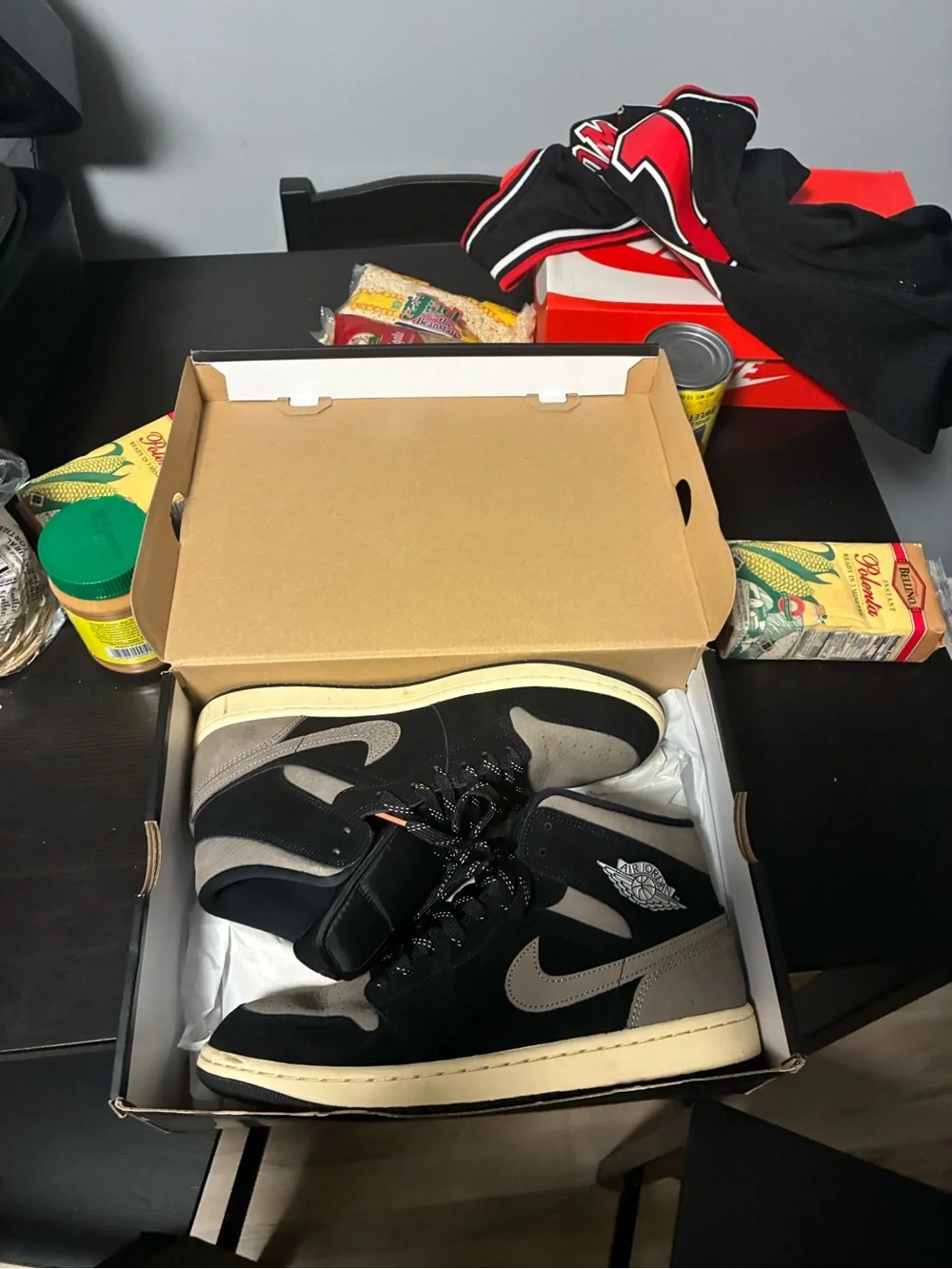 Jordan Air 1 High Top Sneakers in Black and Gray